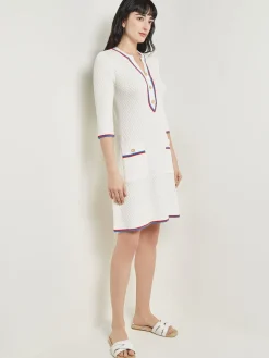 Misook Dresses|Above the Knee Sheath Dress - Intarsia Soft Knit
