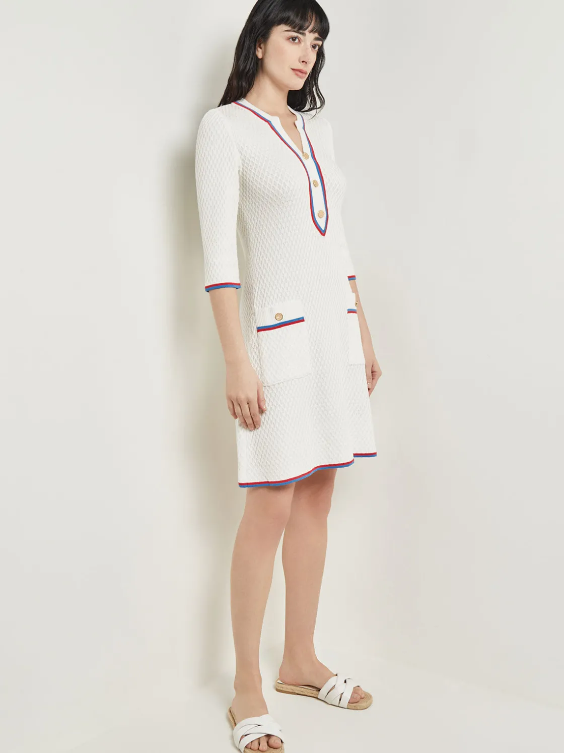 Misook Dresses|Above the Knee Sheath Dress - Intarsia Soft Knit
