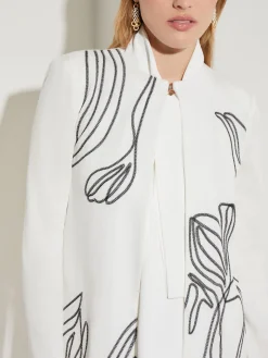 Misook Jackets & Coats|Abstract Embroidery Jewel Neck Jacket