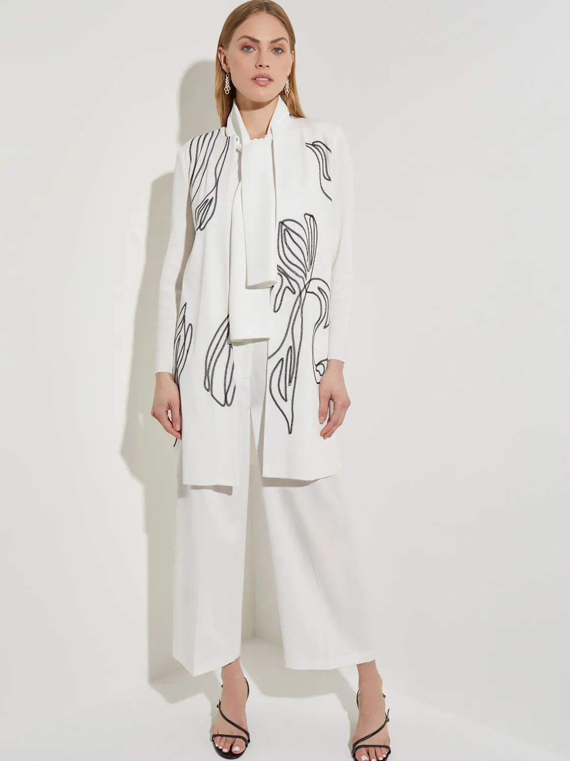 Misook Jackets & Coats|Abstract Embroidery Jewel Neck Jacket