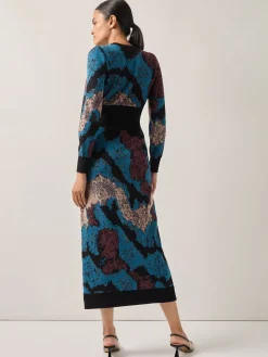 Misook Dresses|Abstract Sheath Jacquard Knit Maxi Dress