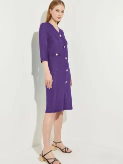 Misook Dresses|A-Line Button Detail Textured Knit Dress
