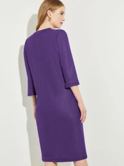 Misook Dresses|A-Line Button Detail Textured Knit Dress