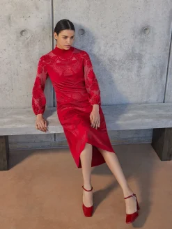 Misook Dresses|A-Line Jacquard Knit Maxi Dress