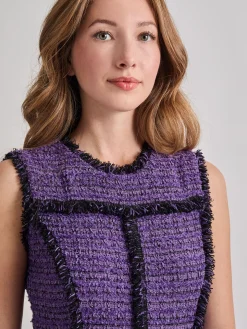 Misook Dresses|A-Line Princess Seam Fringe Trim Knit Dress