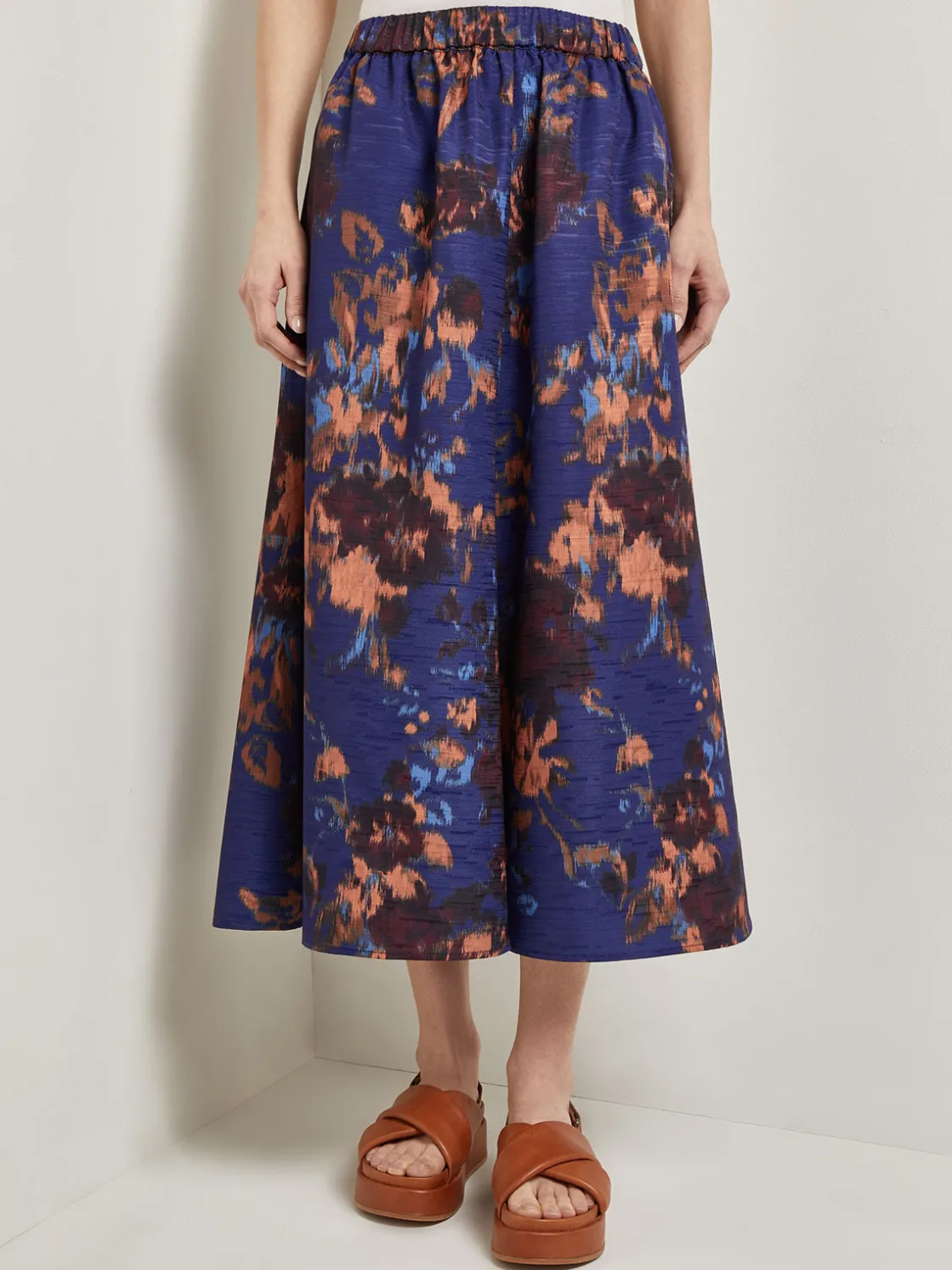 Misook Skirts|A-Line Printed Woven Maxi Skirt