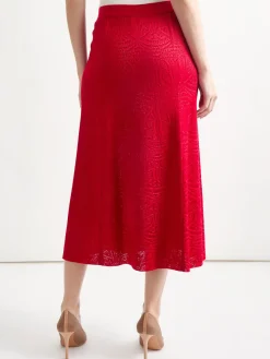 Misook Skirts|A-Line Tonal Patterned Knit Midi Skirt