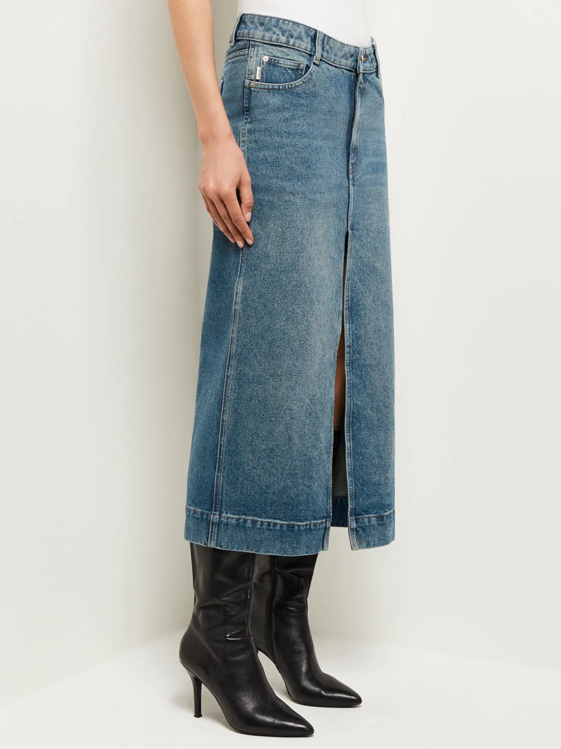 Misook Skirts|Asra Denim Maxi Skirt