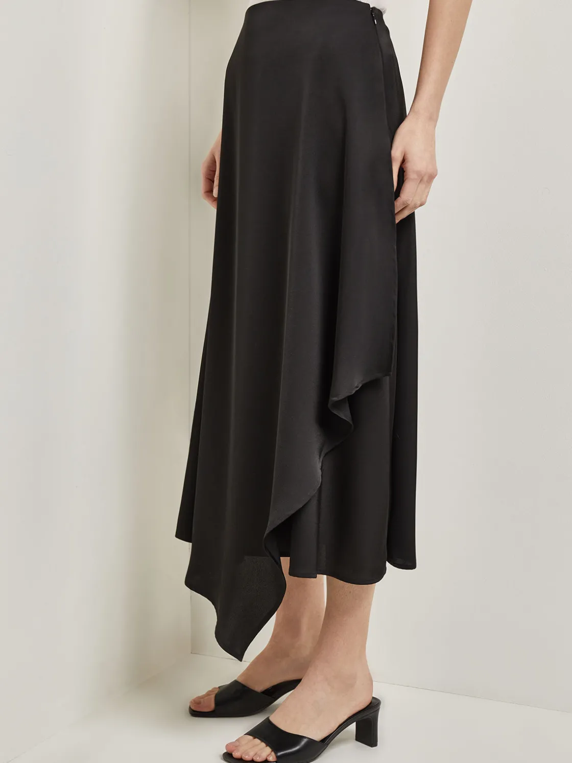 Misook Skirts|Asymmetrical Charmeuse Maxi Skirt