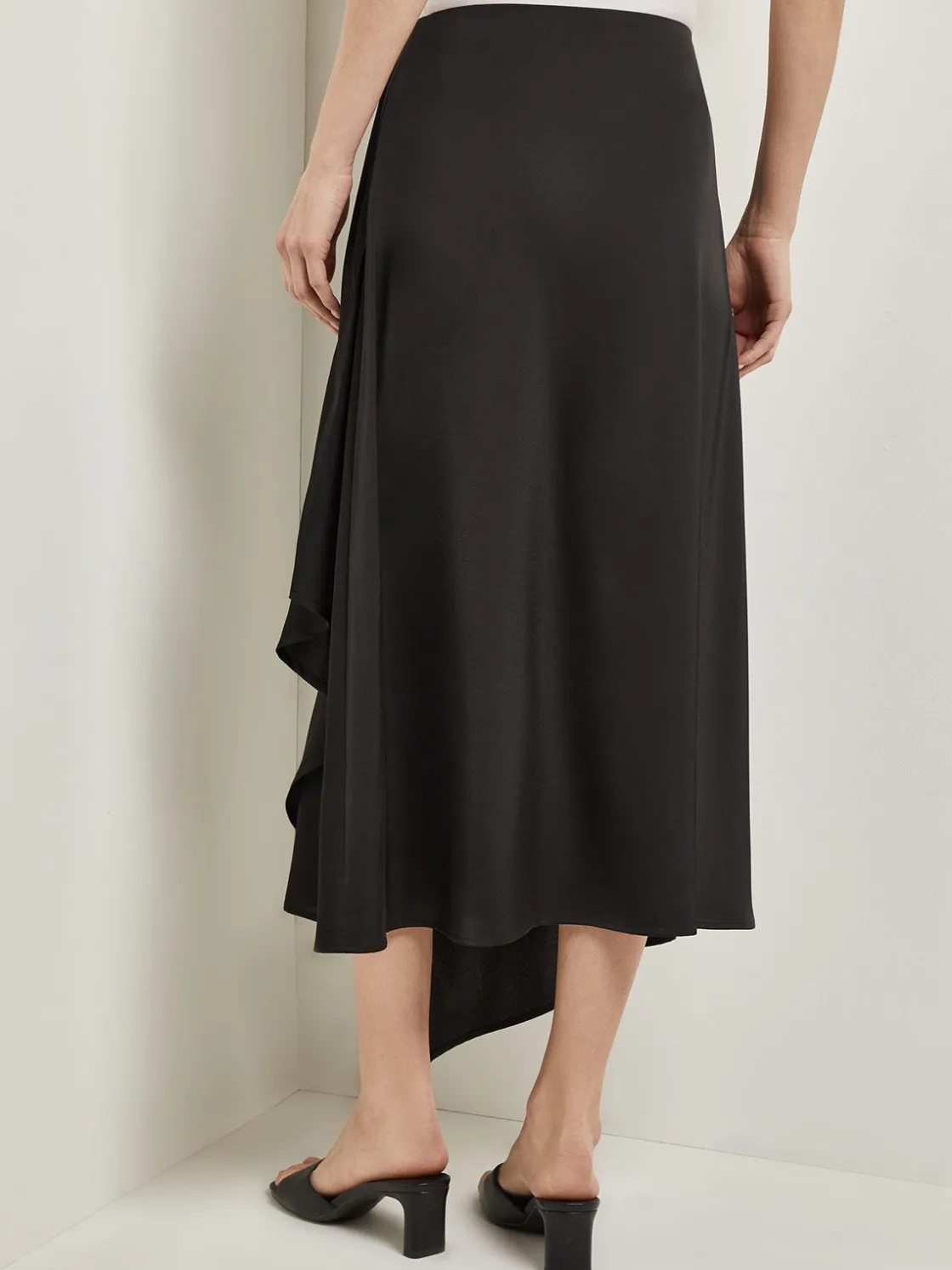 Misook Skirts|Asymmetrical Charmeuse Maxi Skirt