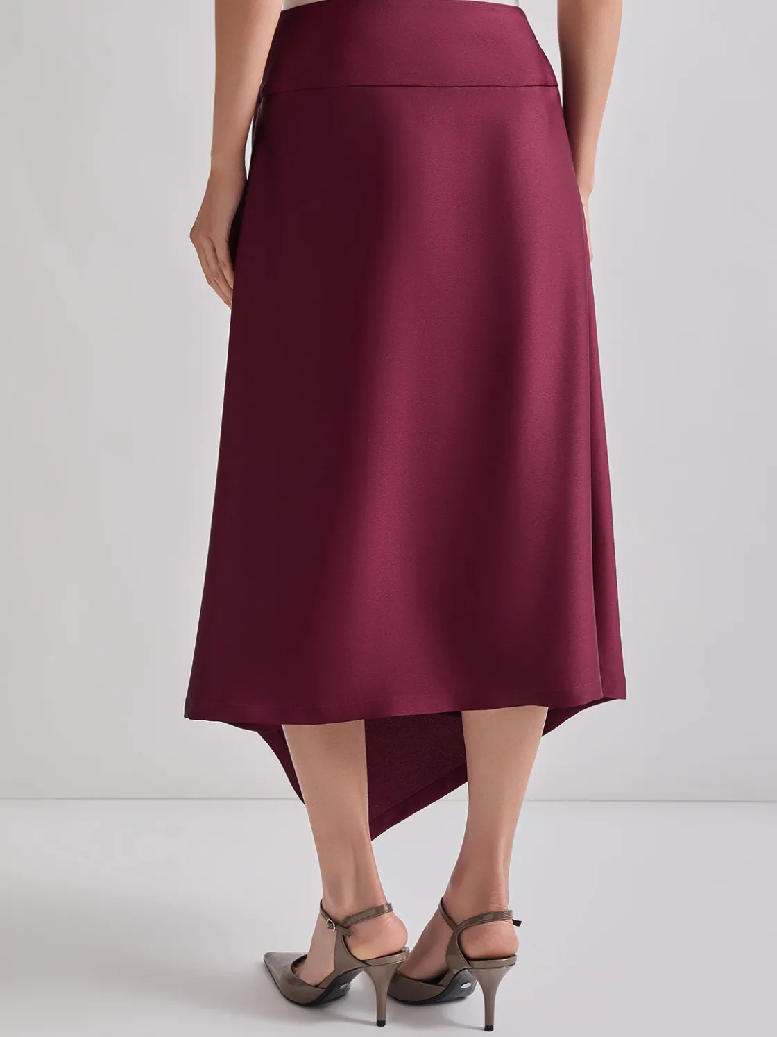 Misook Skirts|Asymmetrical Crepe de Chine Maxi Skirt