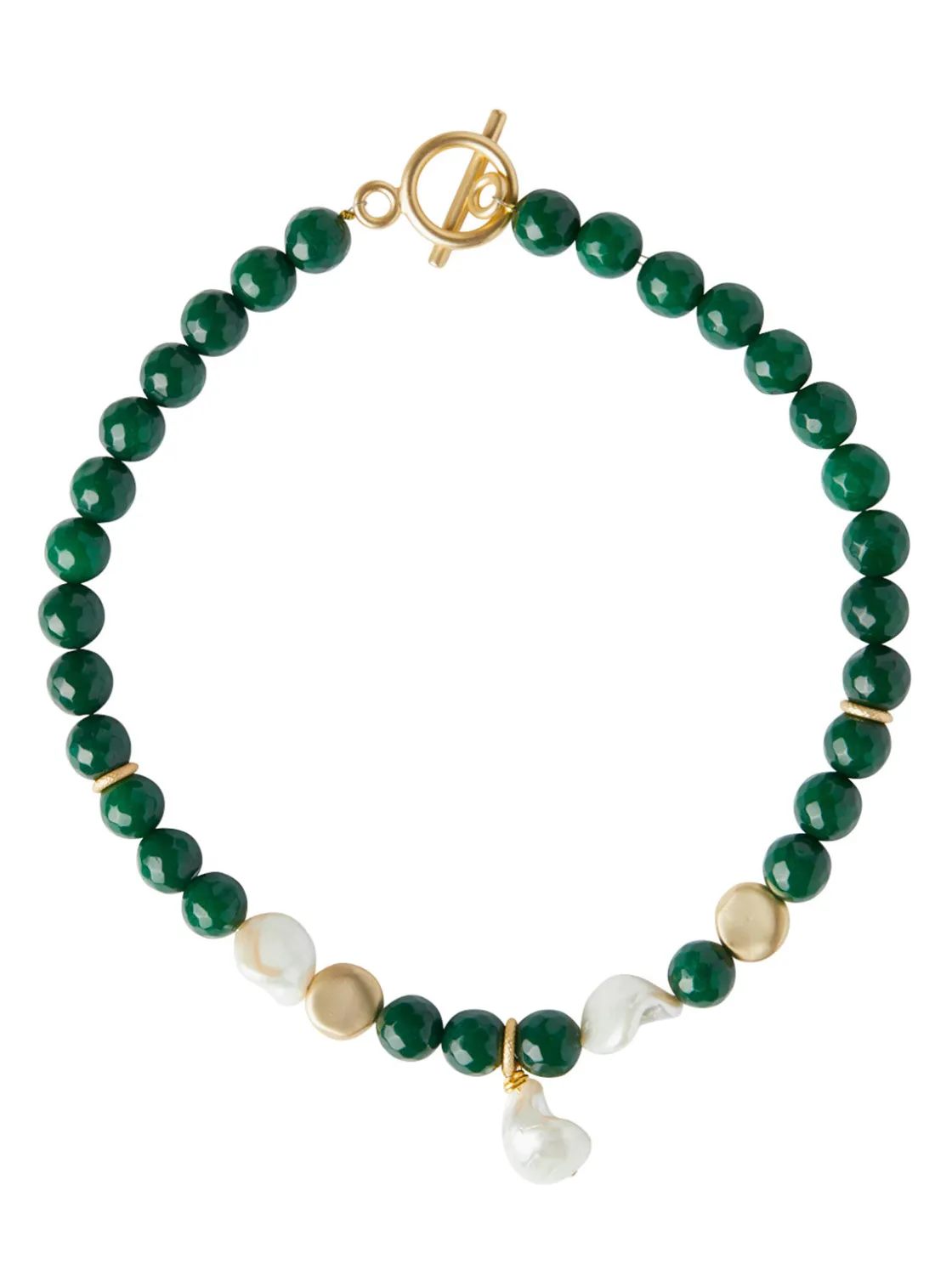 Misook Accessories|Necklaces|Baroque Mother of Pearl and Green Jade Necklace