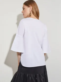 Misook Blouses & Shirts|Tops & Tees|Bell Sleeve Cotton Blend Blouse