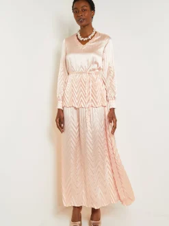 Misook Blouses & Shirts|Tops & Tees|Belted Blouse - Chevron Textured Crepe de Chine