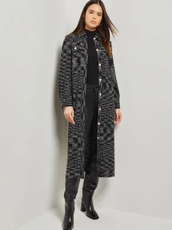 Misook Dresses|Belted Button Front Tweed Knit Midi Dress