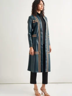 Misook Jackets & Coats|Belted Long Vegan Leather Jacket