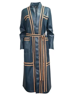 Misook Jackets & Coats|Belted Long Vegan Leather Jacket