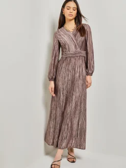 Misook Dresses|Bishop Sleeve Jacquard Knit Maxi Dress