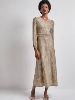 Misook Dresses|Bishop Sleeve Jacquard Knit Maxi Dress