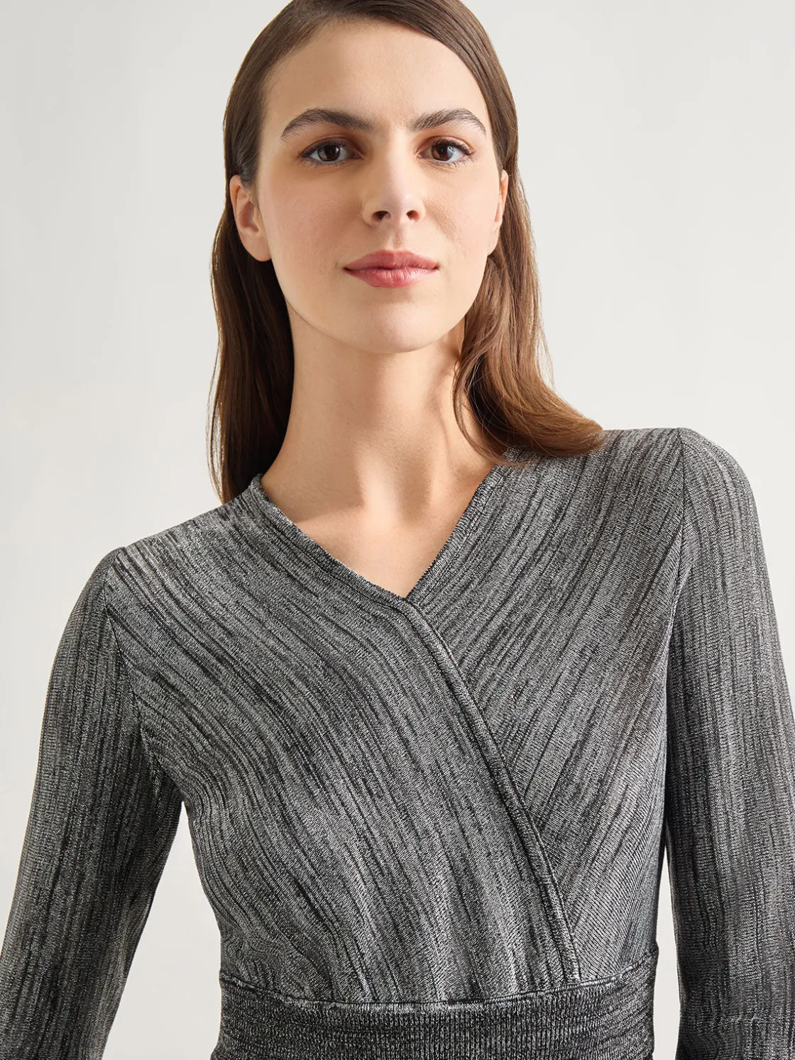 Misook Dresses|Bishop Sleeve Jacquard Knit Maxi Dress