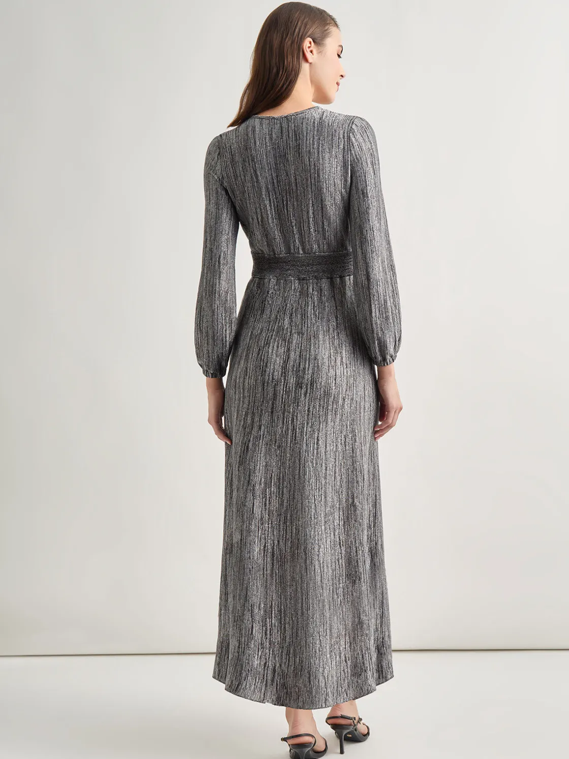 Misook Dresses|Bishop Sleeve Jacquard Knit Maxi Dress
