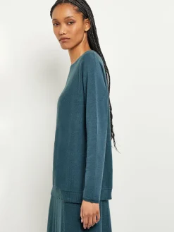 Misook Tops & Tees|Boat Neck Textural Stripe Cashmere Tunic