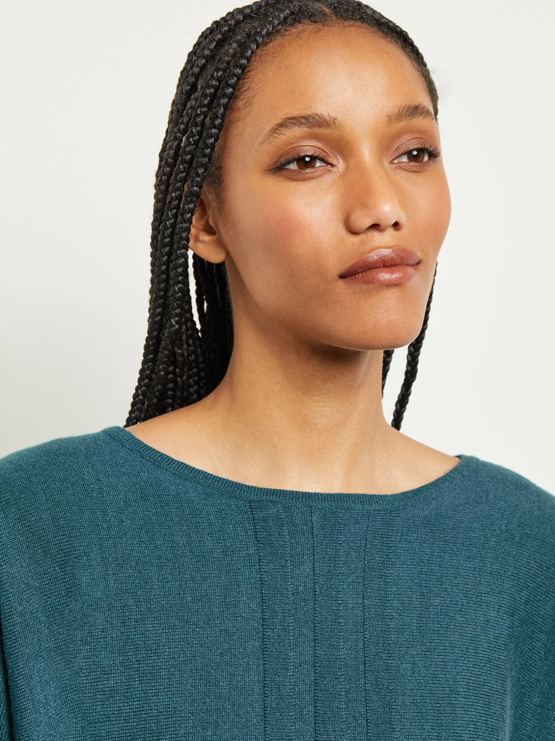 Misook Tops & Tees|Boat Neck Textural Stripe Cashmere Tunic