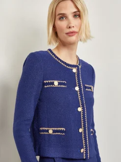 Misook Jackets & Coats|Braided Trim Boucle Knit Jacket