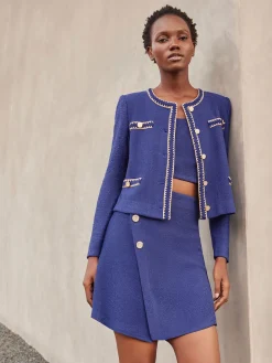 Misook Jackets & Coats|Braided Trim Boucle Knit Jacket