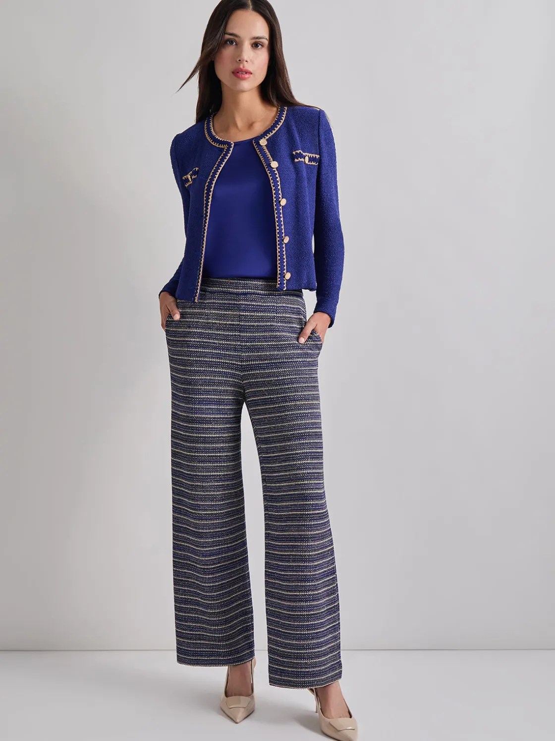 Misook Jackets & Coats|Braided Trim Boucle Knit Jacket