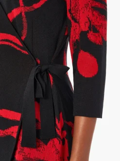 Misook Dresses|Brushstroke Pattern Knit Faux Wrap Dress