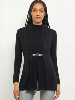 Misook Jackets & Coats|Buckle Detail Shawl Collar Cashmere Cardigan