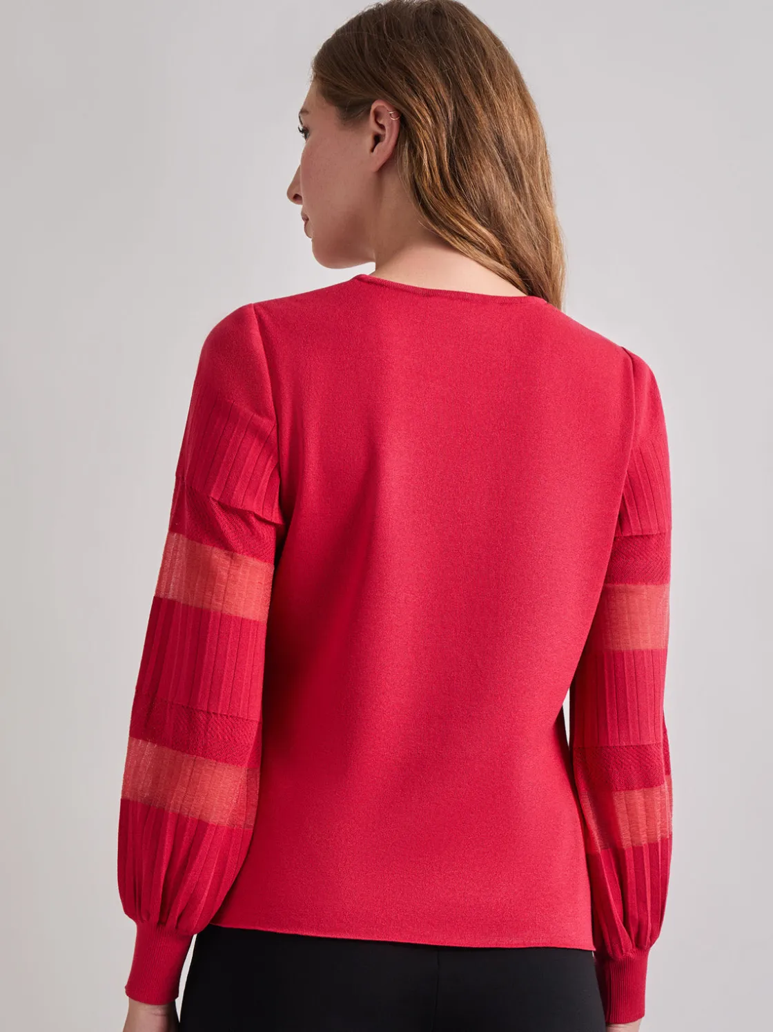 Misook Tops & Tees|Burnout Accent Bishop Sleeve Soft Knit Tunic