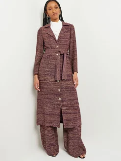 Misook Jackets & Coats|Button Front Duster - Belted Tweed Knit