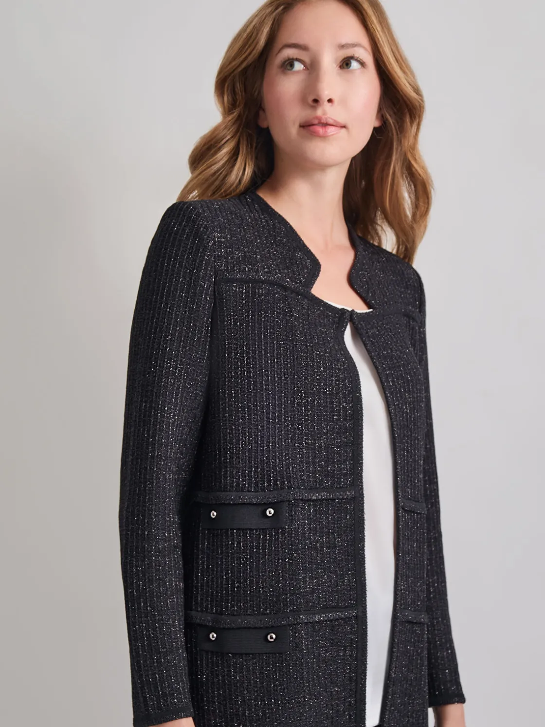 Misook Jackets & Coats|Cable Trim Jacket