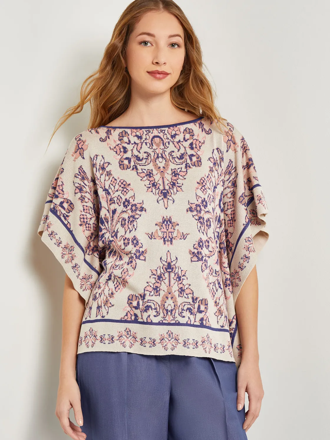 Misook Tops & Tees|Cape Sleeve Tunic - Soft Jacquard Knit