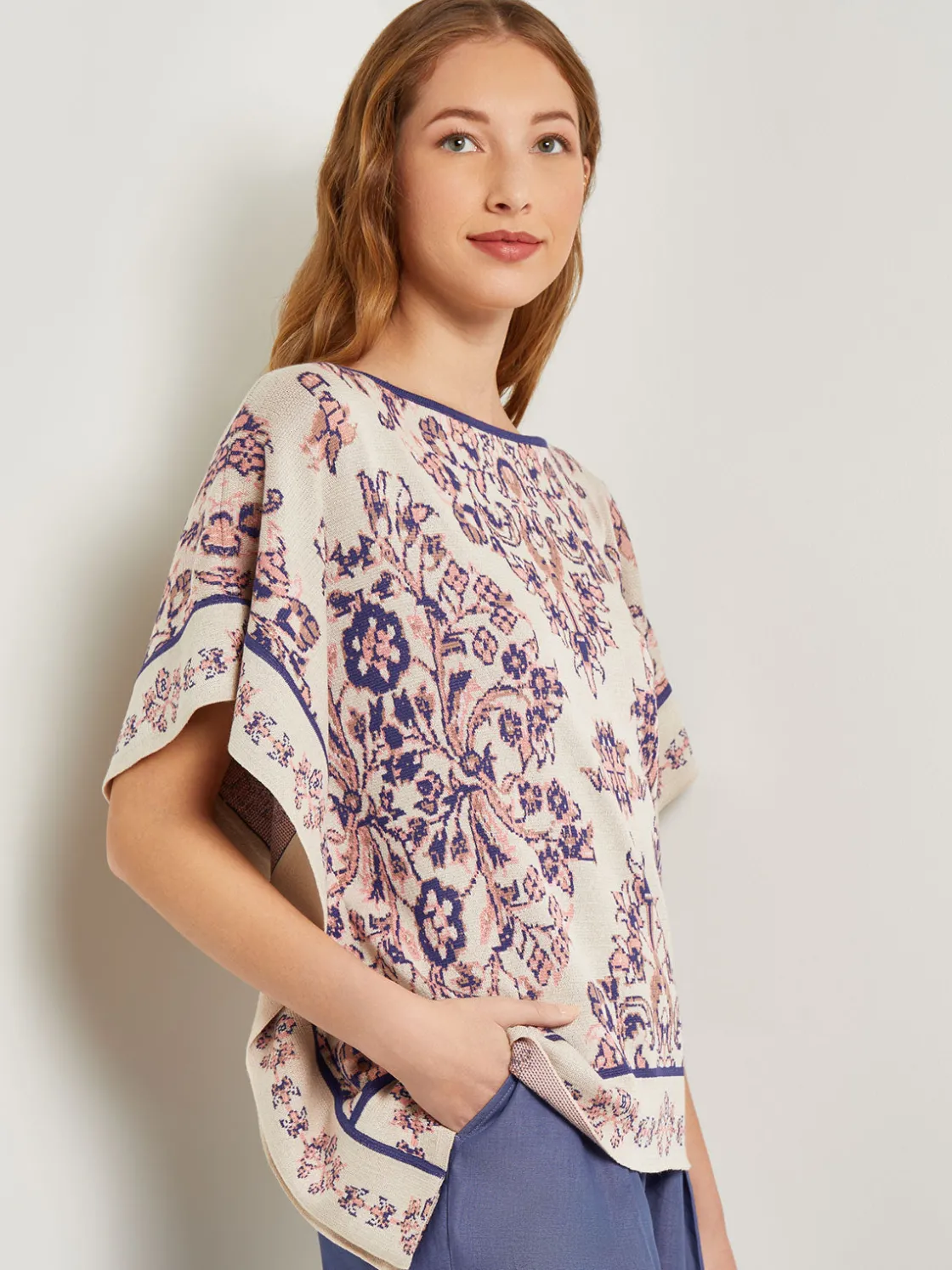Misook Tops & Tees|Cape Sleeve Tunic - Soft Jacquard Knit