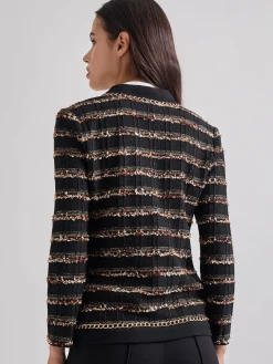 Misook Jackets & Coats|Chain Trim Lurex Knit Jacket