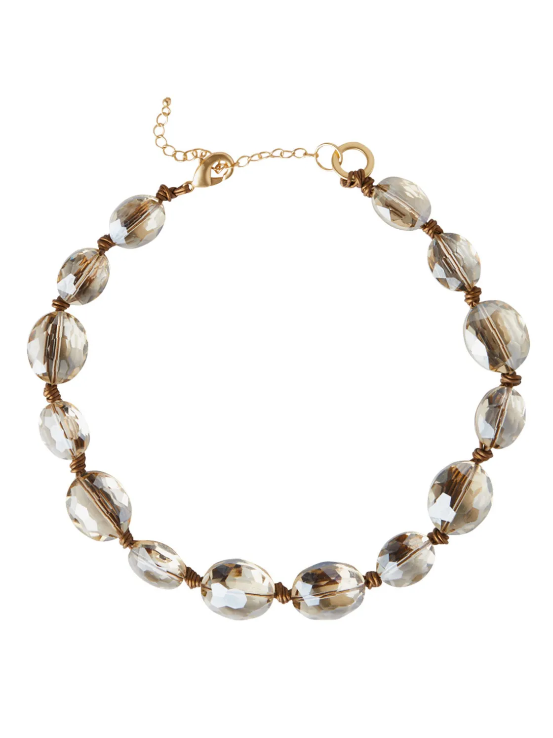 Misook Accessories|Necklaces|Champagne Crystal Woven Leather Necklace