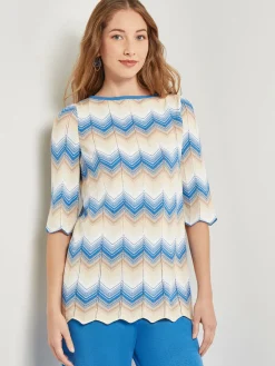 Misook Tops & Tees|Chevron Hem Tunic - Intarsia Soft Knit