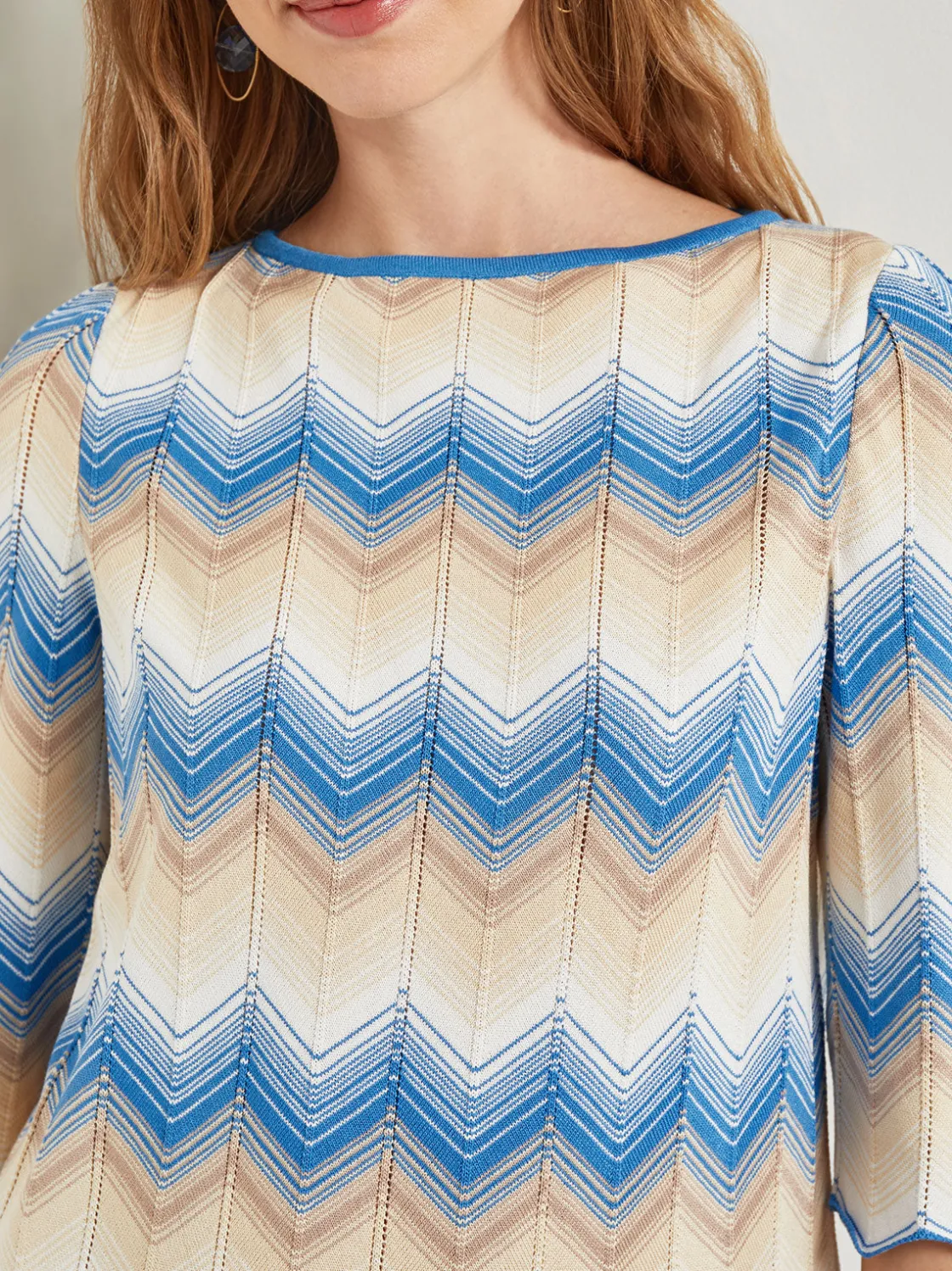 Misook Tops & Tees|Chevron Hem Tunic - Intarsia Soft Knit