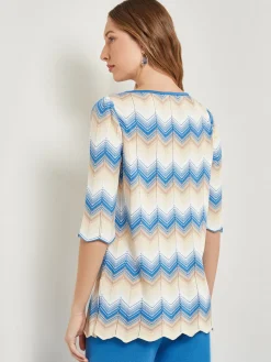 Misook Tops & Tees|Chevron Hem Tunic - Intarsia Soft Knit