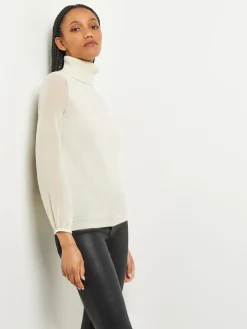 Misook Tops & Tees|Chiffon Sleeve Cashmere Turtleneck