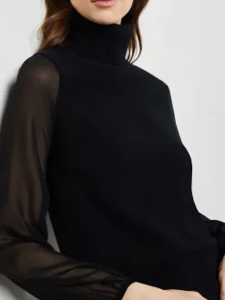 Misook Tops & Tees|Chiffon Sleeve Cashmere Turtleneck