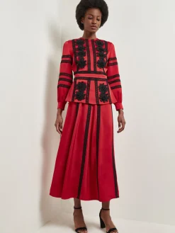 Misook Blouses & Shirts|Tops & Tees|Crepe de Chine Floral Lace Peplum Blouse