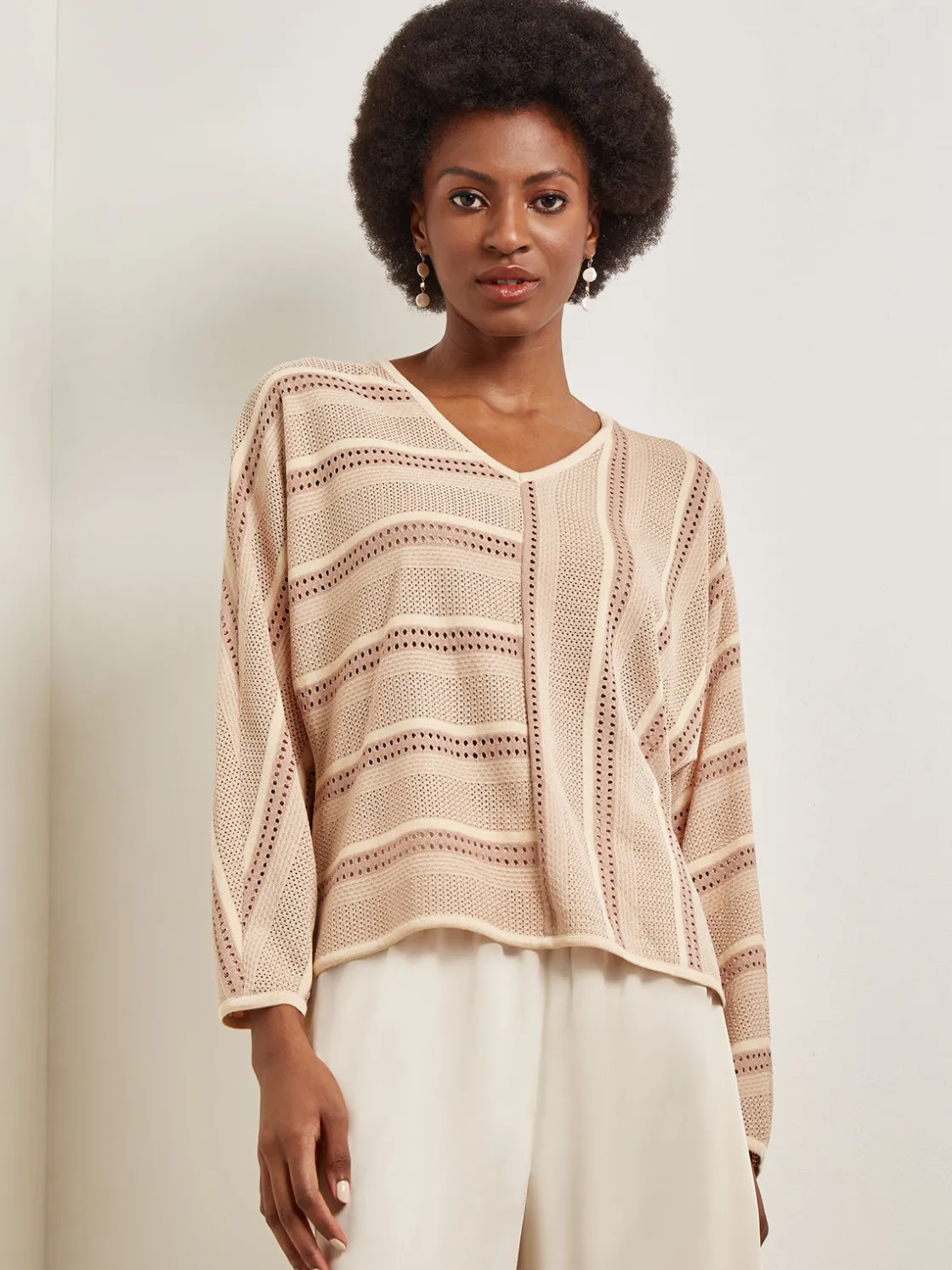 Misook Tops & Tees|Dolman Sleeve Tunic - Multi-Stitch Soft Knit