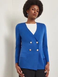 Misook Jackets & Coats|Double Breasted Open Neck Knit Jacket