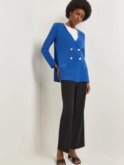 Misook Jackets & Coats|Double Breasted Open Neck Knit Jacket