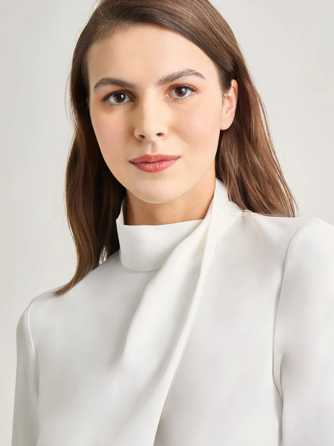 Misook Blouses & Shirts|Tops & Tees|Draped Crepe de Chine Mock Neck Blouse