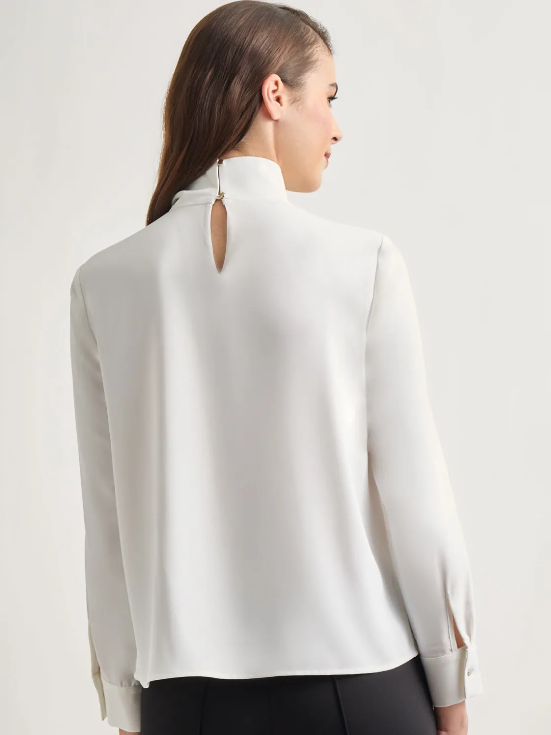 Misook Blouses & Shirts|Tops & Tees|Draped Crepe de Chine Mock Neck Blouse
